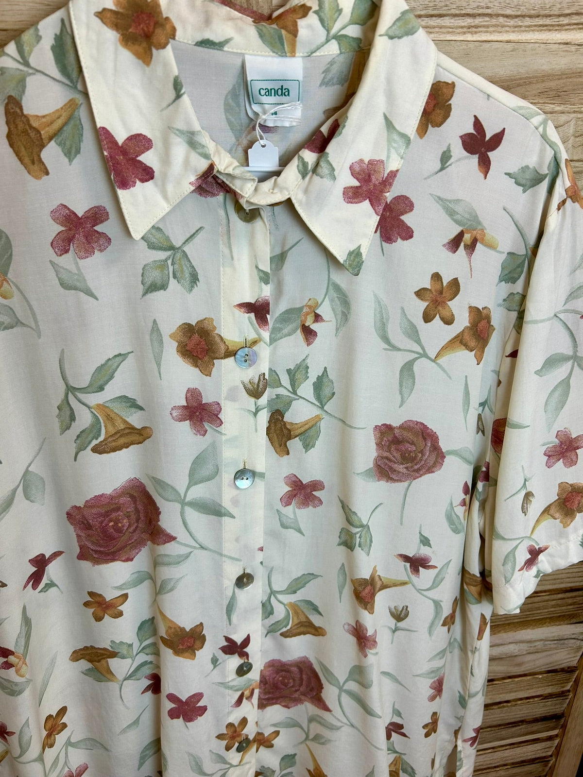 Vintage floral μπλούζα Canda - λεπτομέρεια print