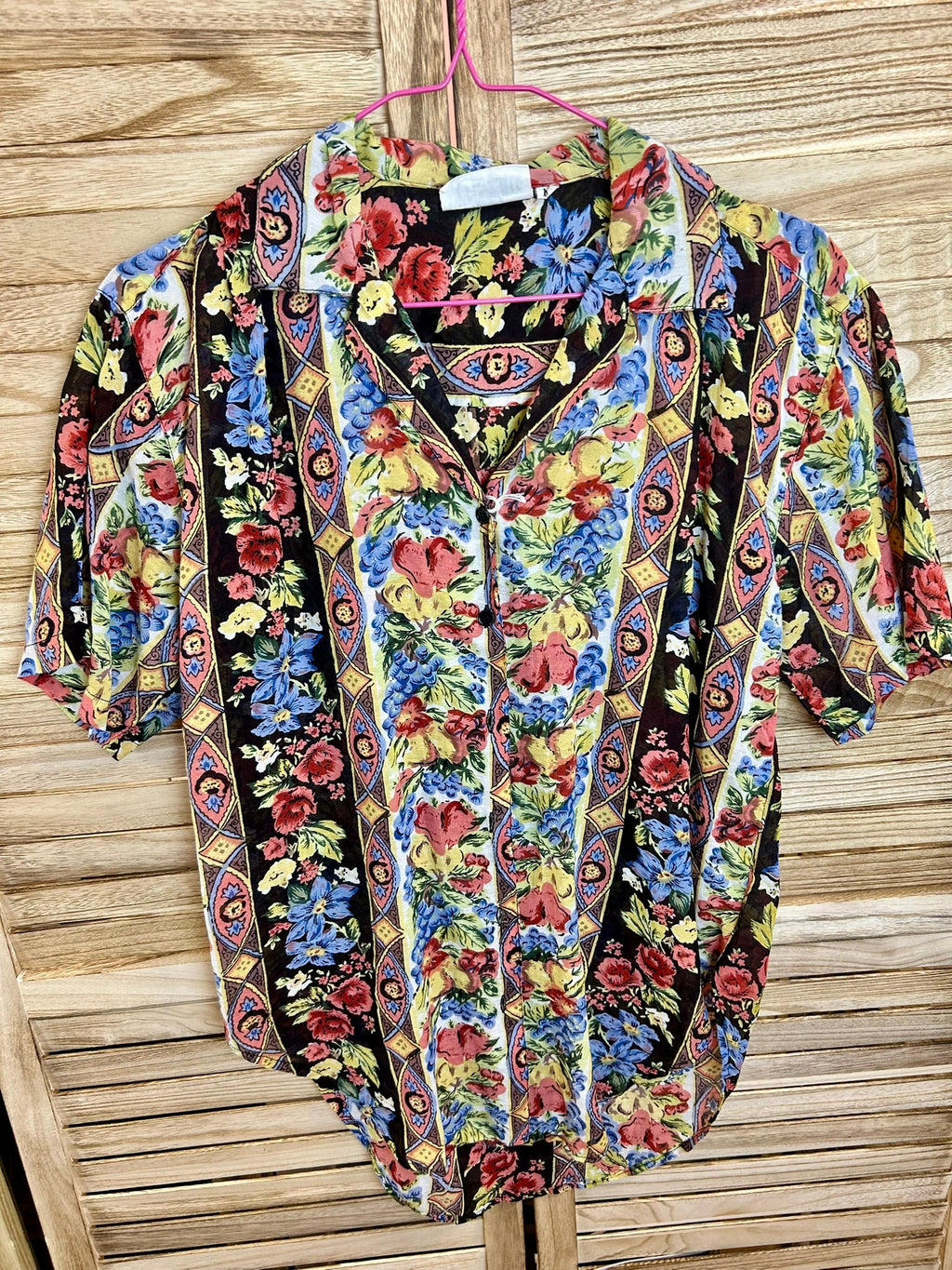 Vintage πουκάμισο μαύρο floral print - λεπτομέρεια print