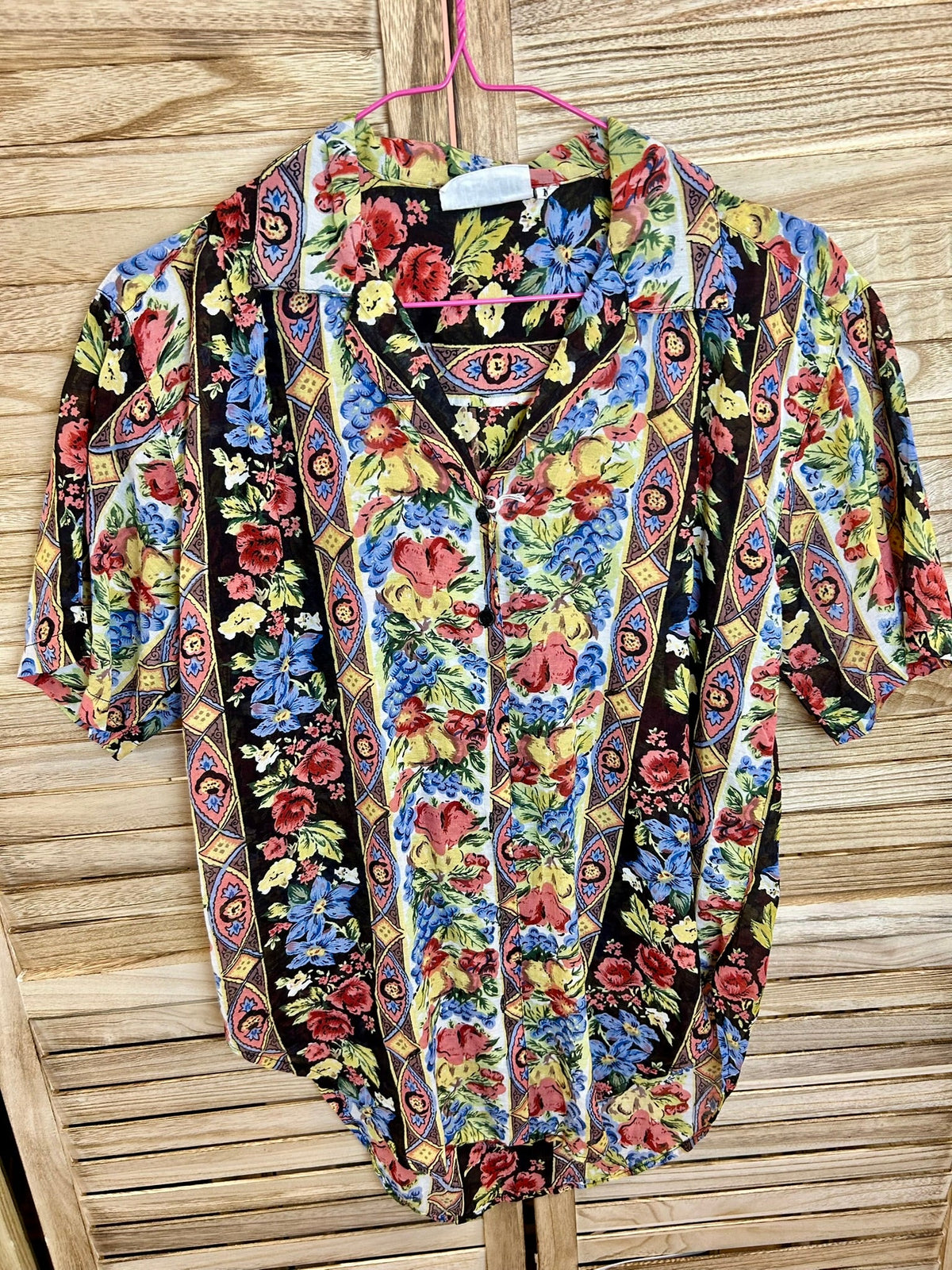 Vintage πουκάμισο μαύρο floral print - λεπτομέρεια print