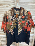 Vintage πουκάμισο μαύρο baroque floral - ολόσωμη όψη 2