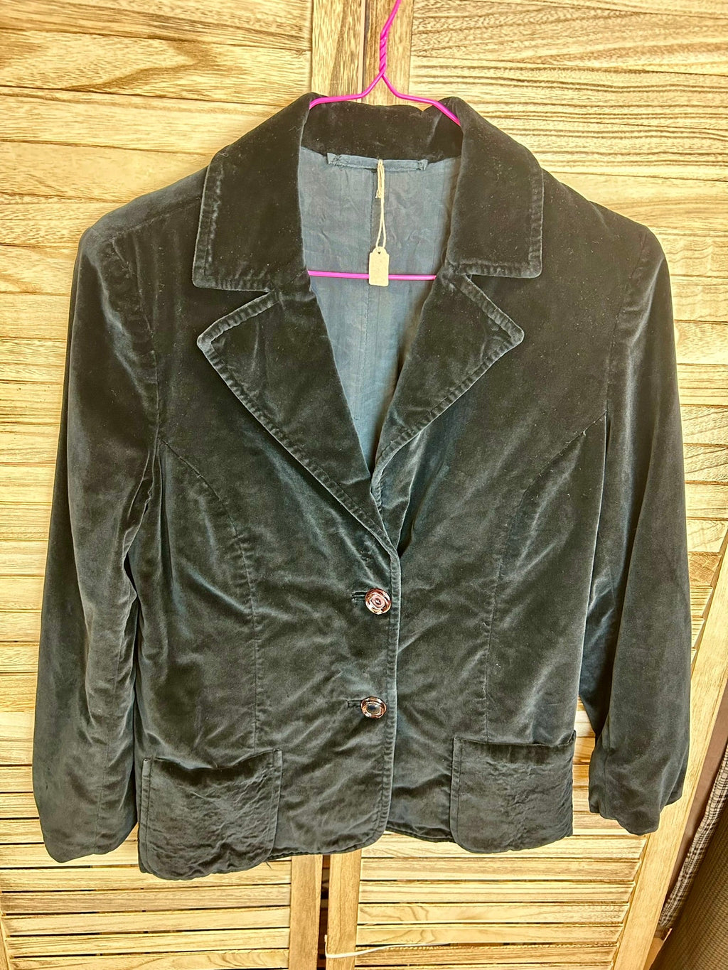 Vintage βελούδινο blazer σκούρο μπλε - ολόσωμη όψη μπροστά