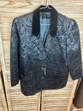 Vintage blazer μαύρο jacquard paisley βελούδινος γιακάς - ολόσωμη όψη μπροστά