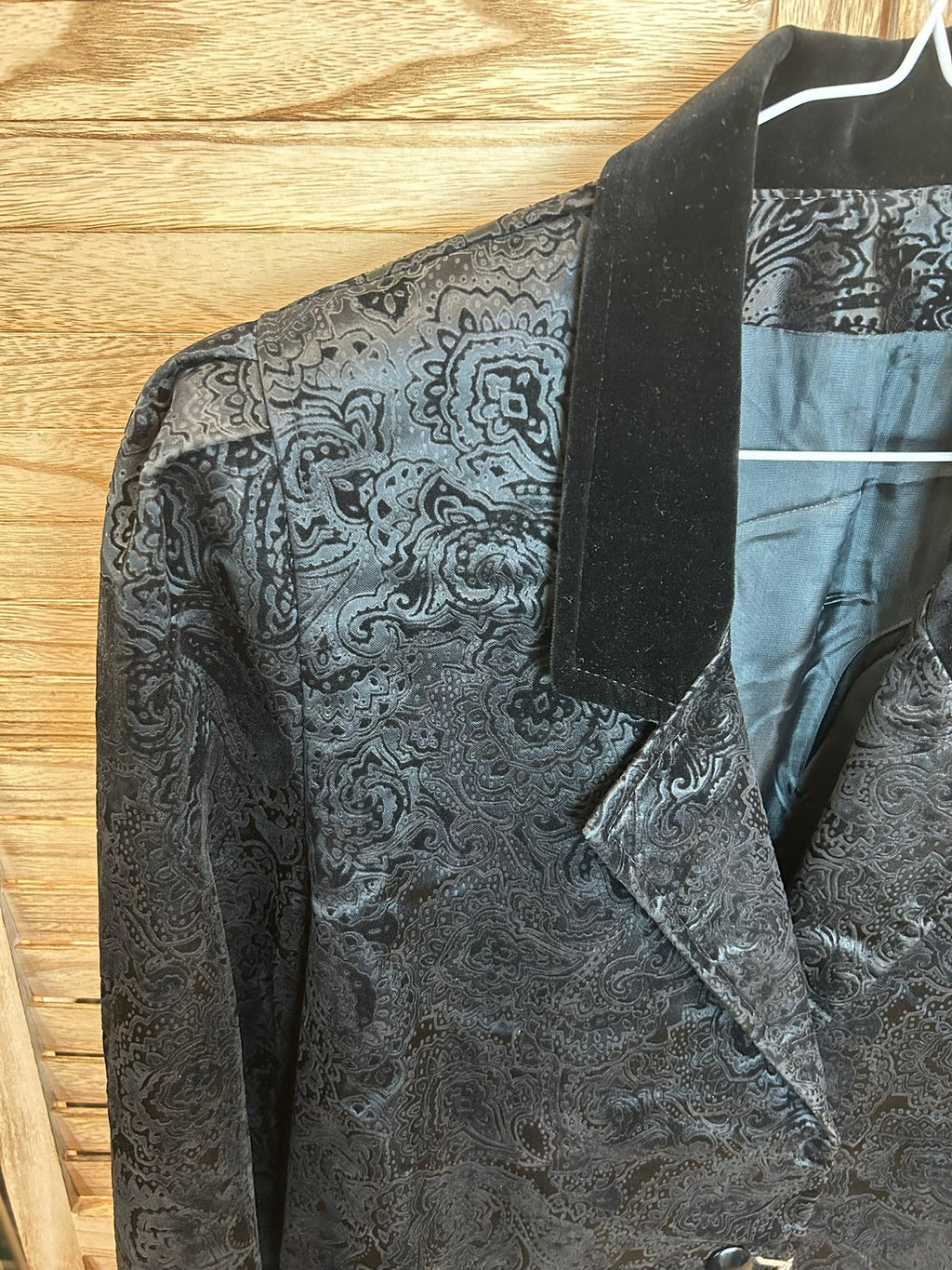 Vintage blazer μαύρο jacquard paisley - λεπτομέρεια ύφανσης