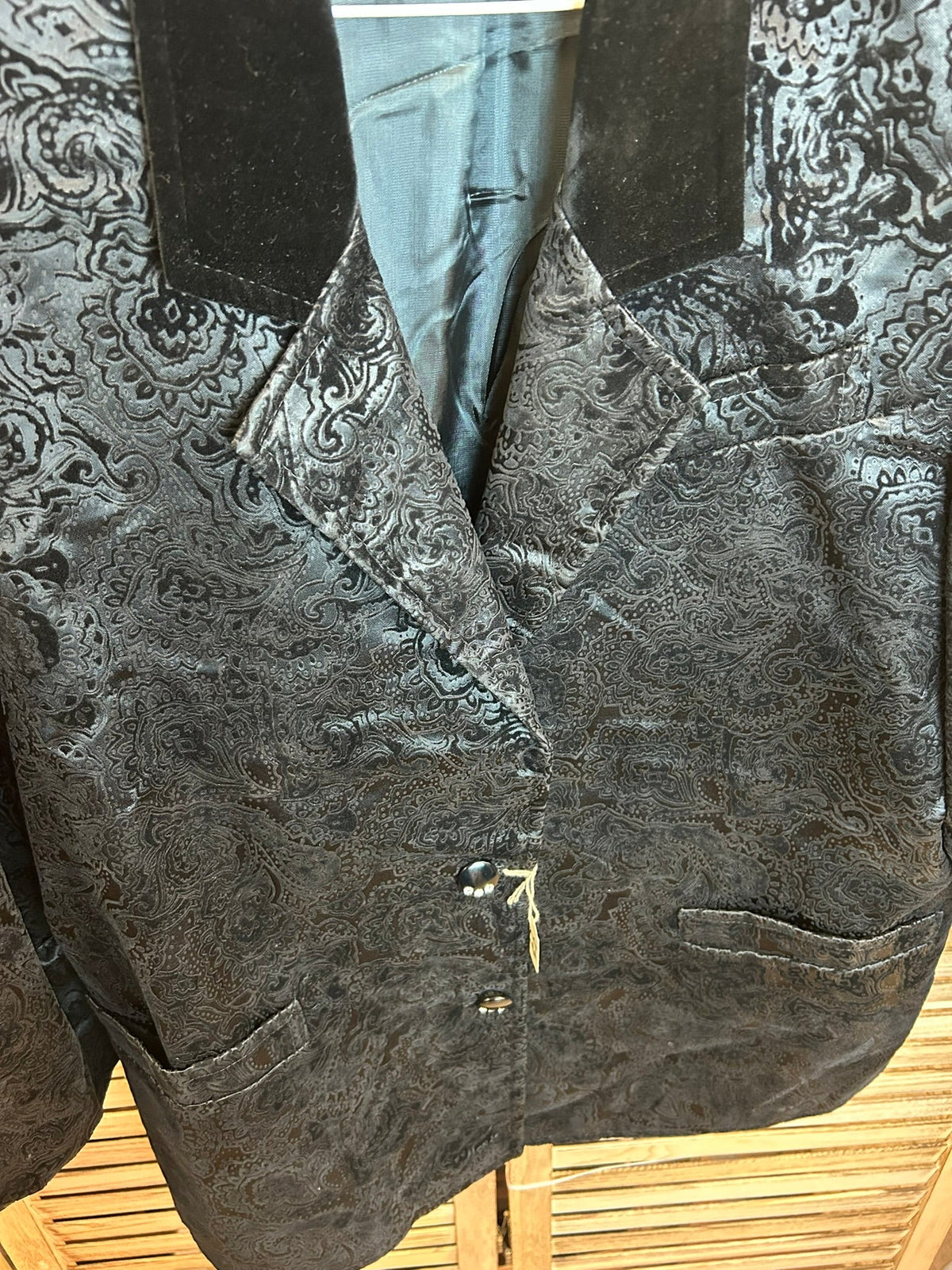 Vintage blazer μαύρο jacquard paisley - εσωτερικό φόδρα