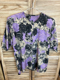Vintage floral μπλούζα μωβ τριαντάφυλλα - ολόσωμη εμπρός όψη