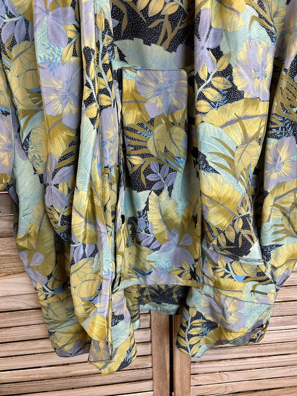 Vintage tropical kimono jacket - λεπτομέρεια εμπρός ανοίγματος
