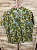 Vintage floral μπλούζα χρυσοπράσινη - εμπρός όψη