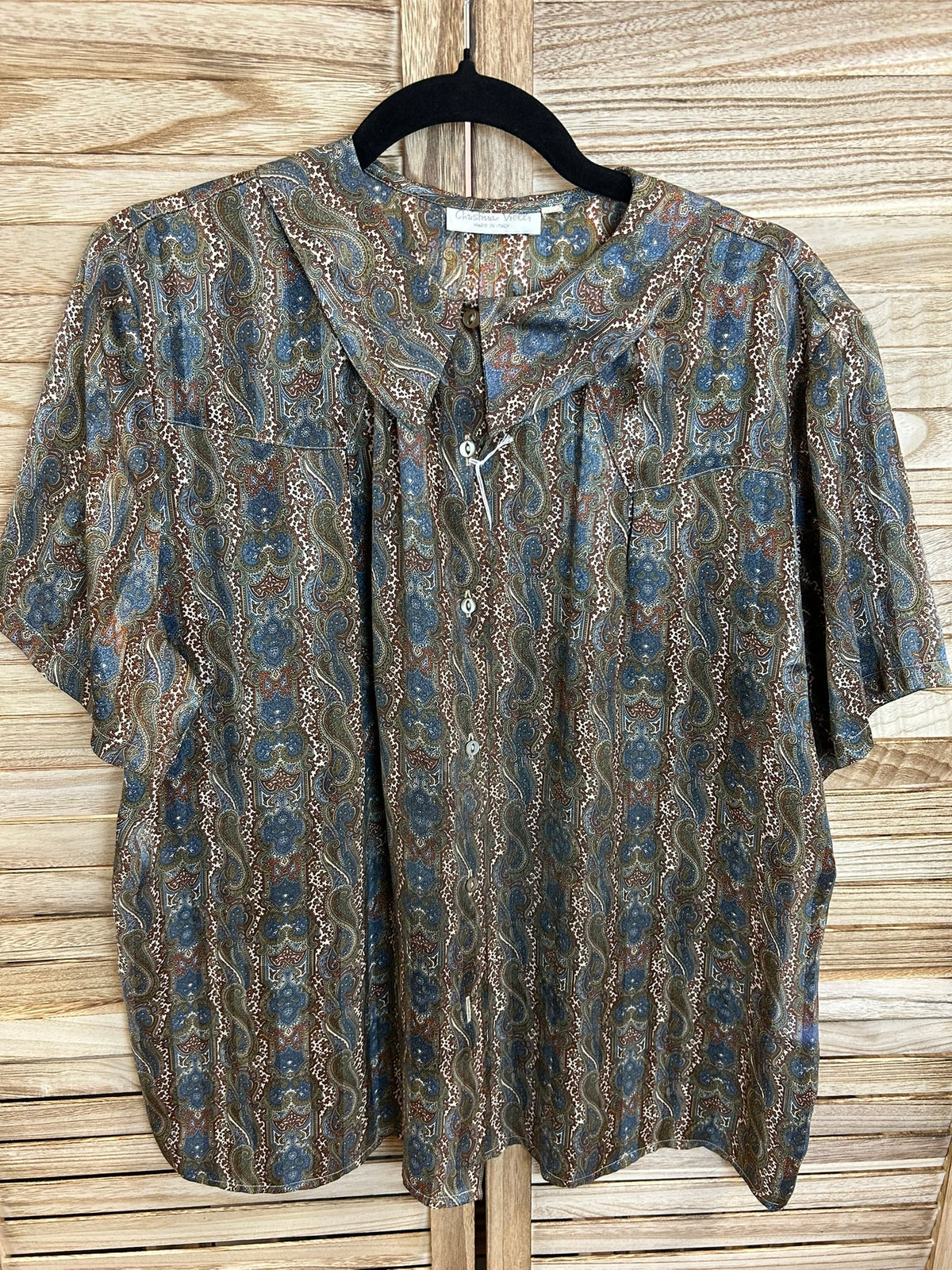 Christina Vielli vintage paisley μπλούζα - εμπρός όψη 2