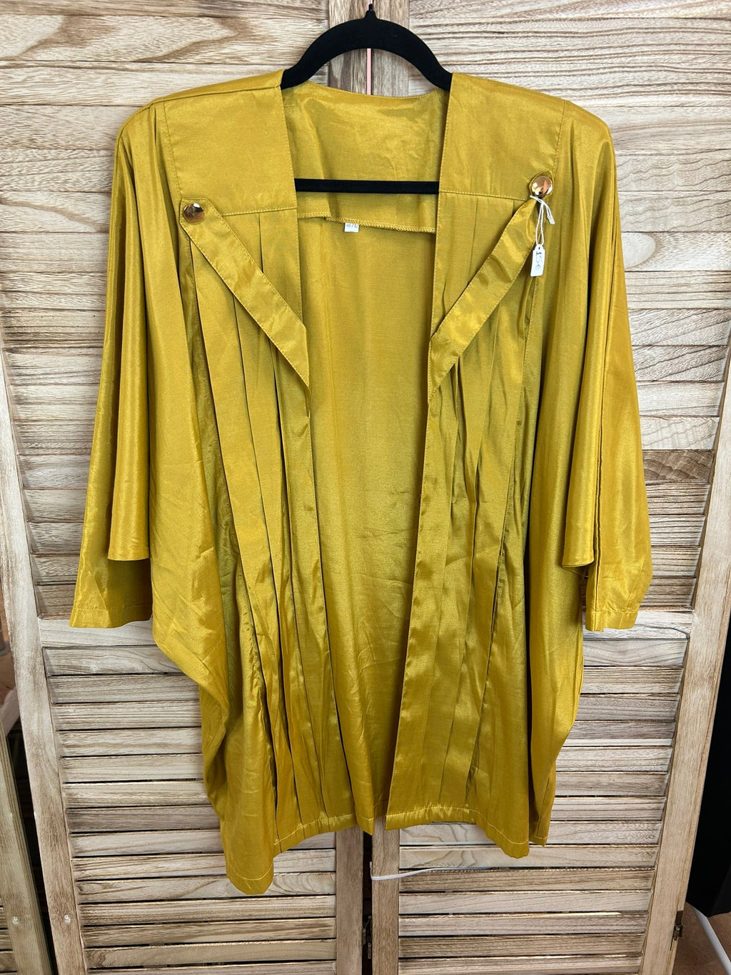 Vintage κίτρινο σατέν κιμονό jacket μπροστά
