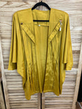 Vintage κίτρινο σατέν κιμονό jacket μπροστά