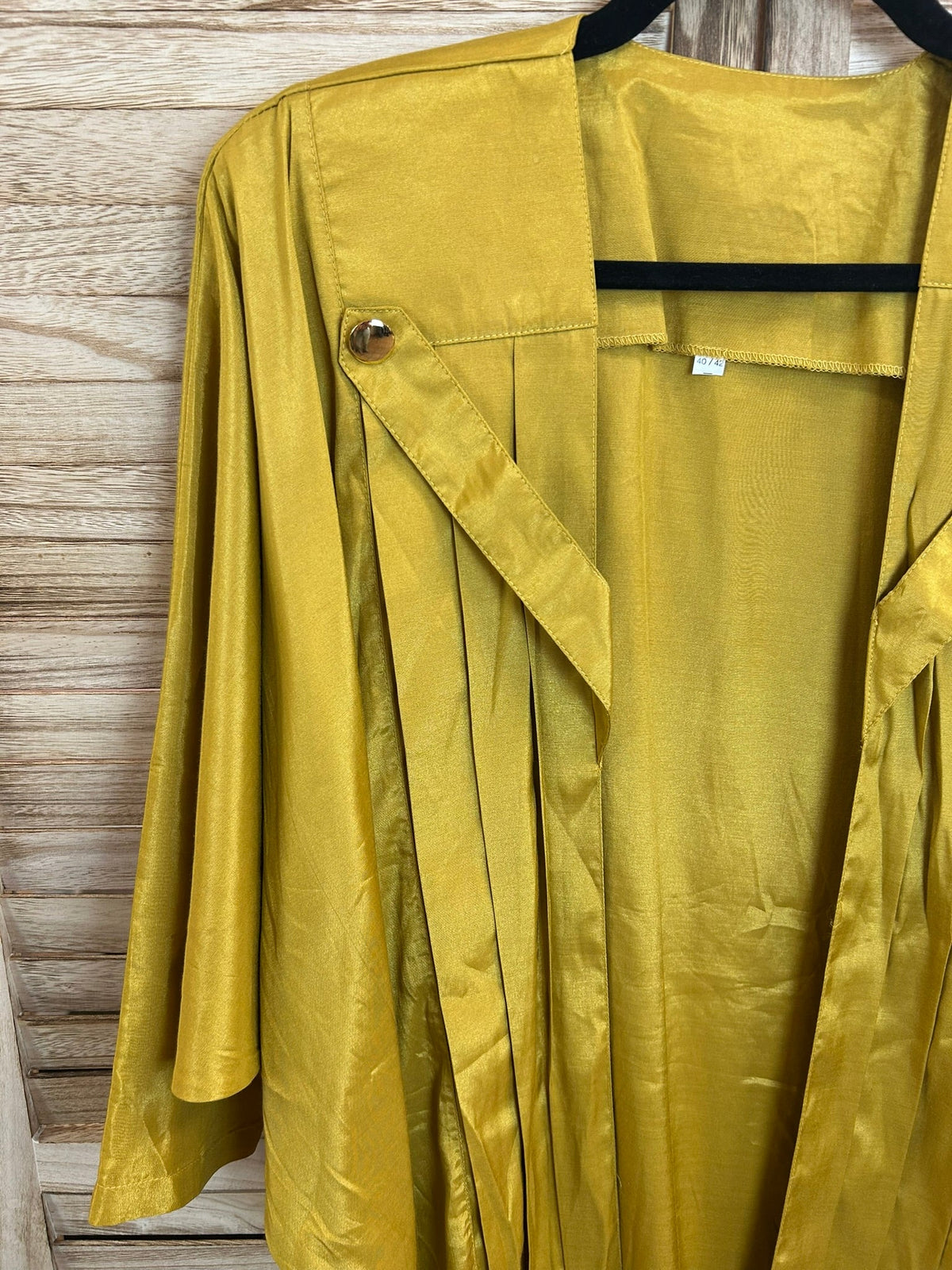 Vintage κίτρινο σατέν κιμονό jacket λεπτομέρεια γιακά
