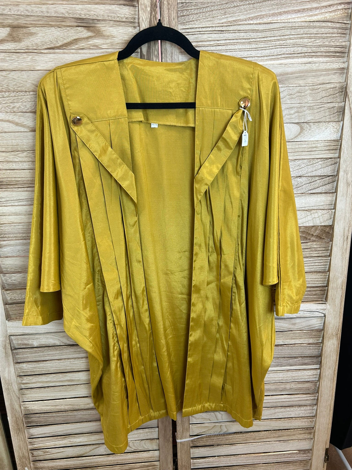 Vintage κίτρινο σατέν κιμονό jacket μπροστά full