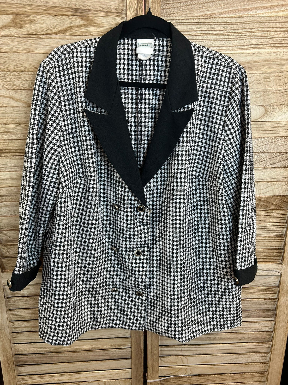 Vintage blazer pied-de-poule μπροστά