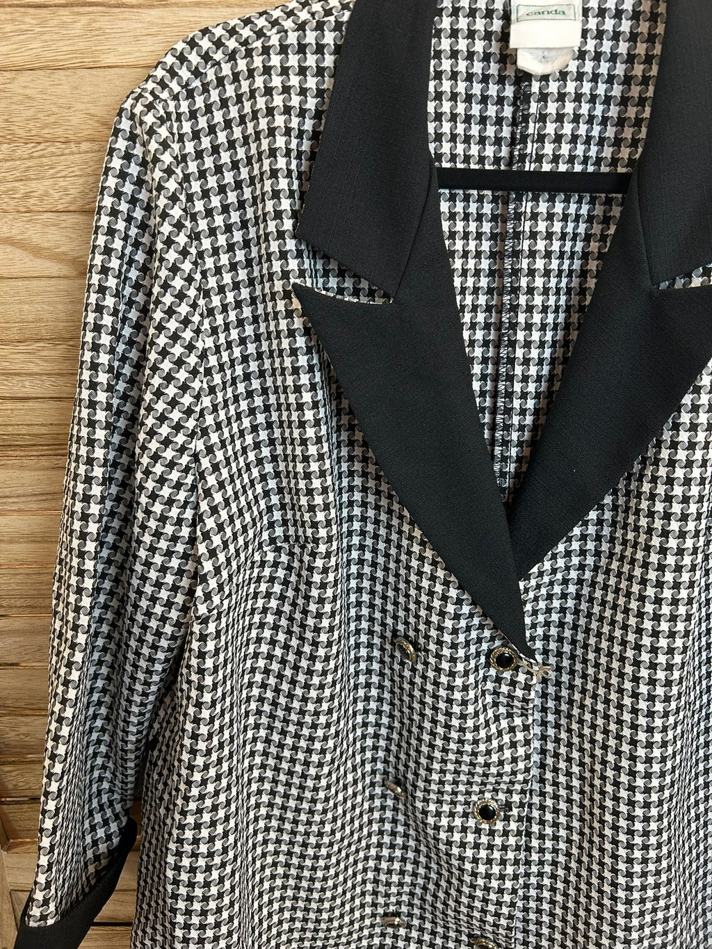 Vintage blazer pied-de-poule γιακά λαιμός