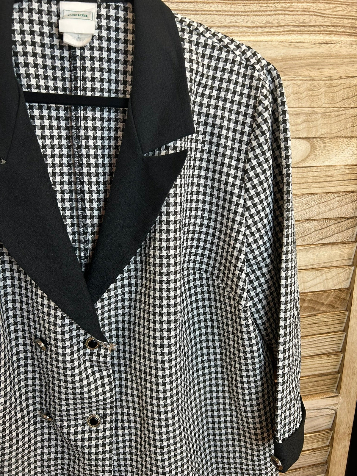 Vintage blazer pied-de-poule γιακά ετικέτα
