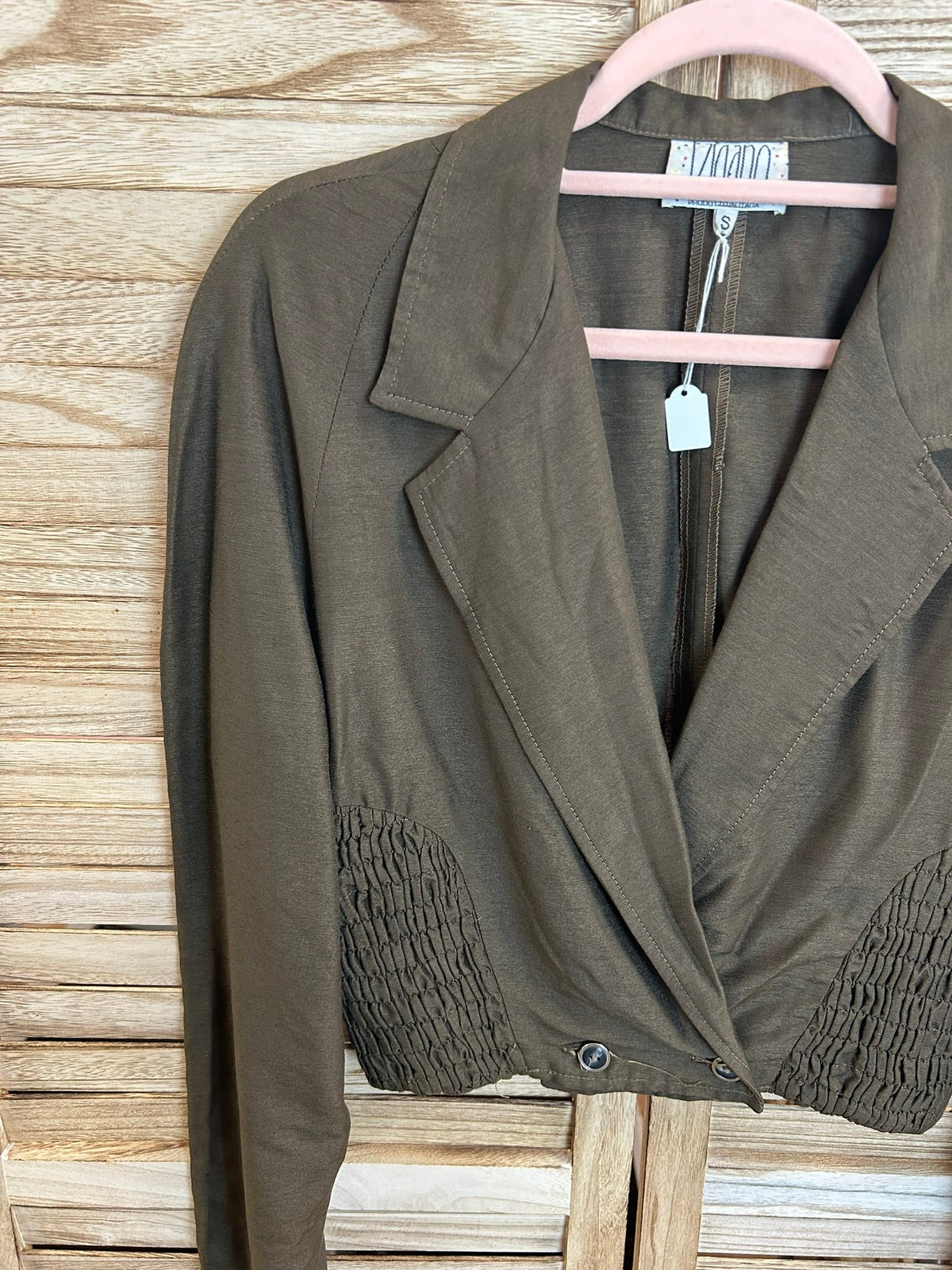 Vintage cropped blazer λεπτομέρεια smocking