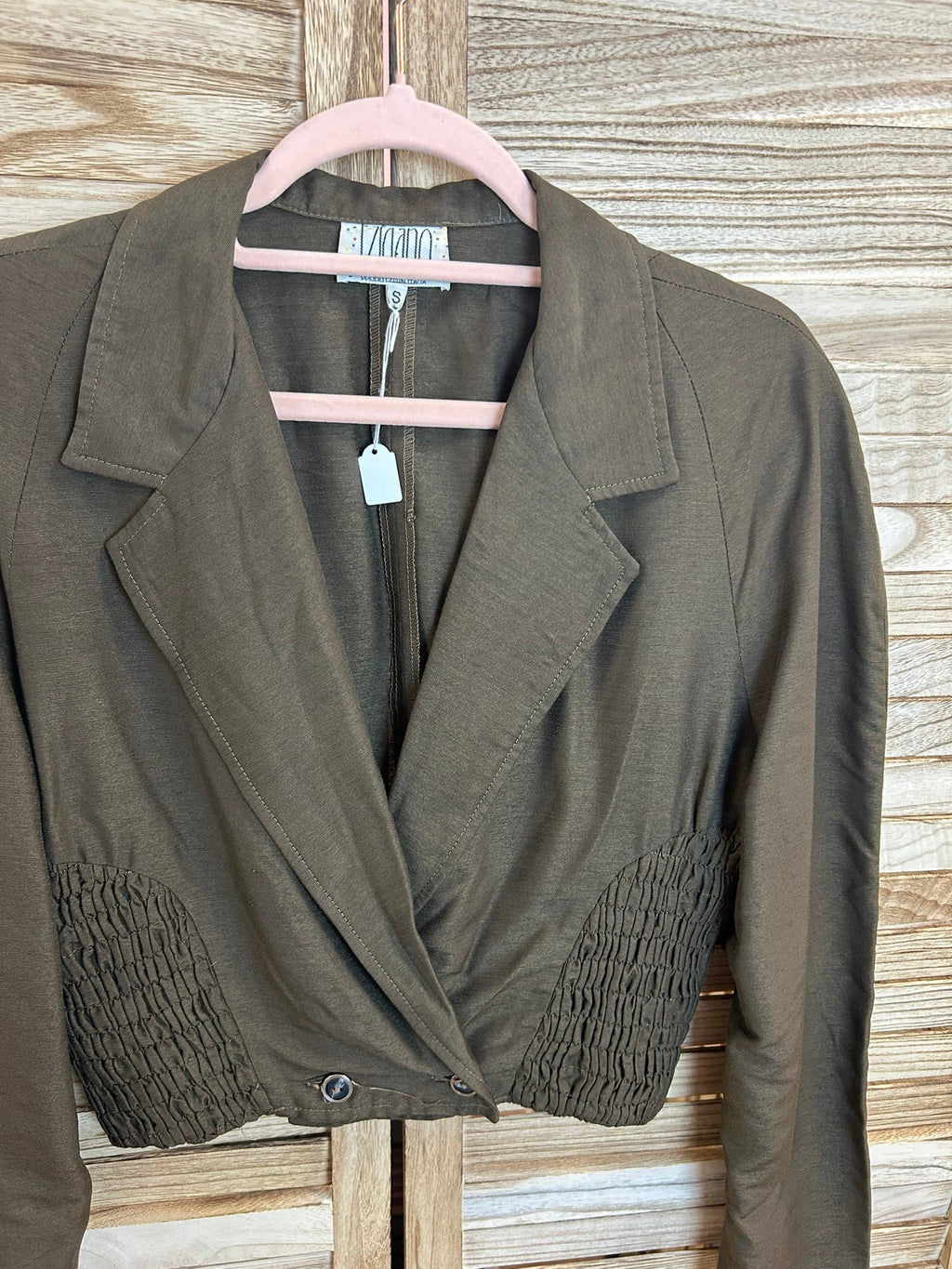 Vintage cropped blazer γιακάς και φερμουάρ