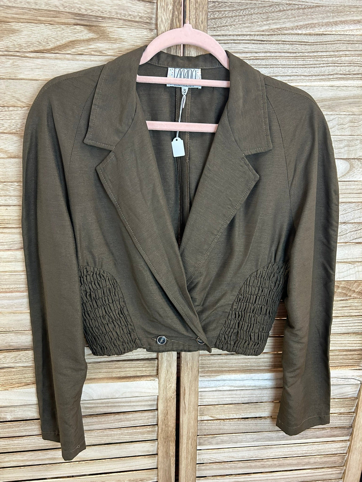 Vintage cropped blazer χακί full