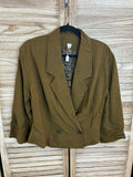 Vintage cropped blazer χακί μπροστά