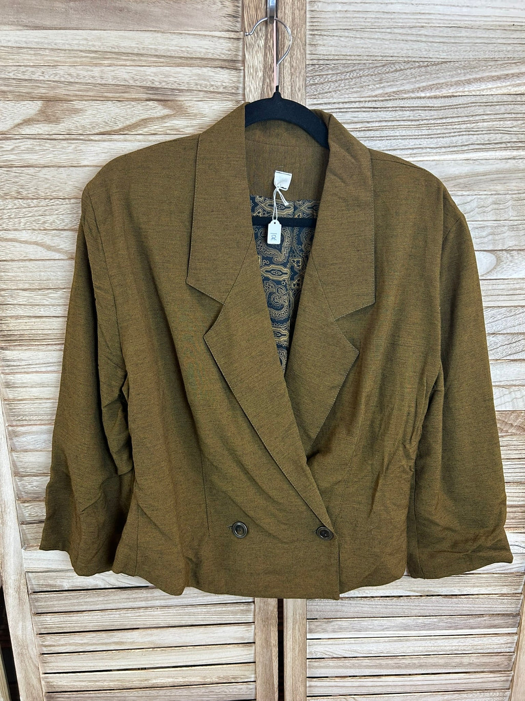 Vintage cropped blazer χακί full