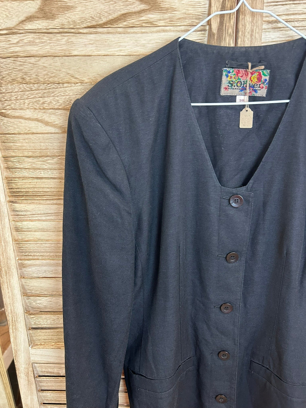 Vintage μαύρο jacket λεπτομέρεια λαιμού