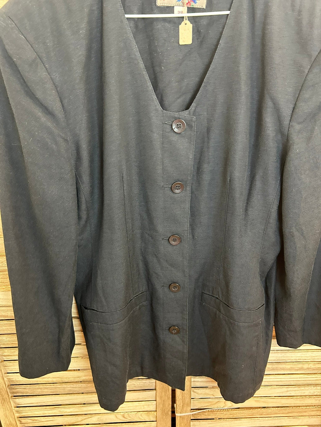 Vintage μαύρο jacket τσέπες και βάση