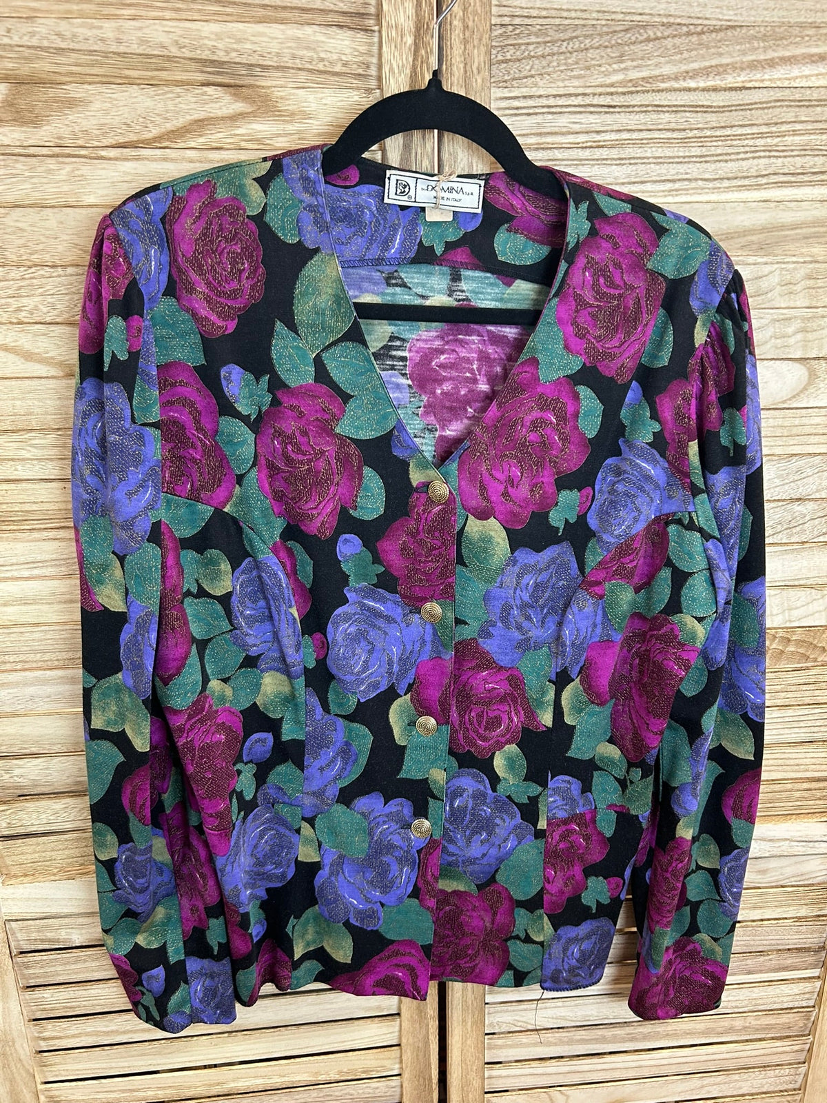 Vintage floral μπλούζα Domina μπροστά