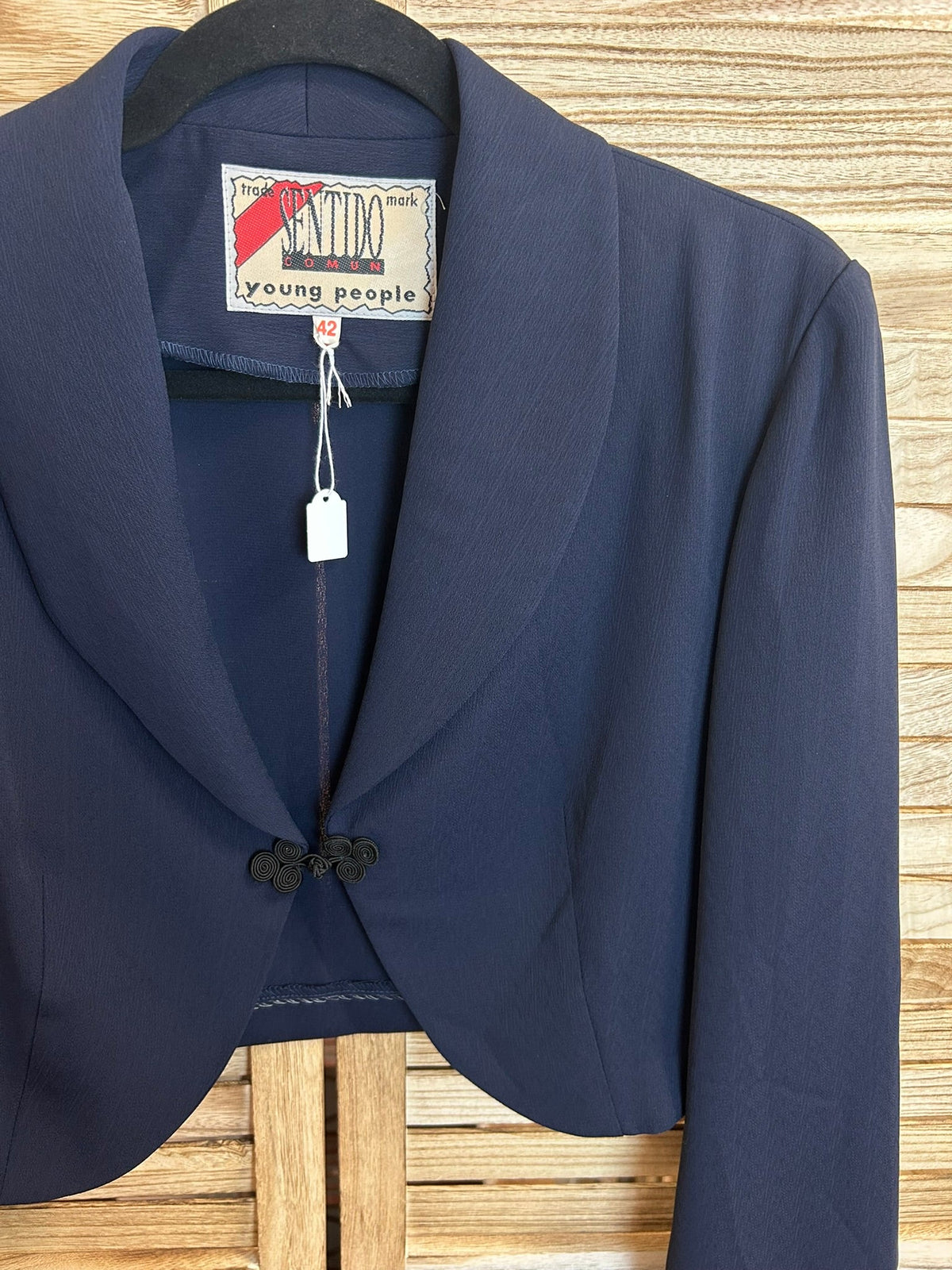 Vintage navy bolero Sentido shawl lapel